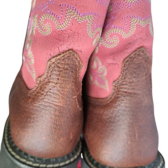 ARIAT Women’s Size 7 Fat Baby Pink Brown Cowgirl 8” Western Leather Boots - Picture 12 of 12